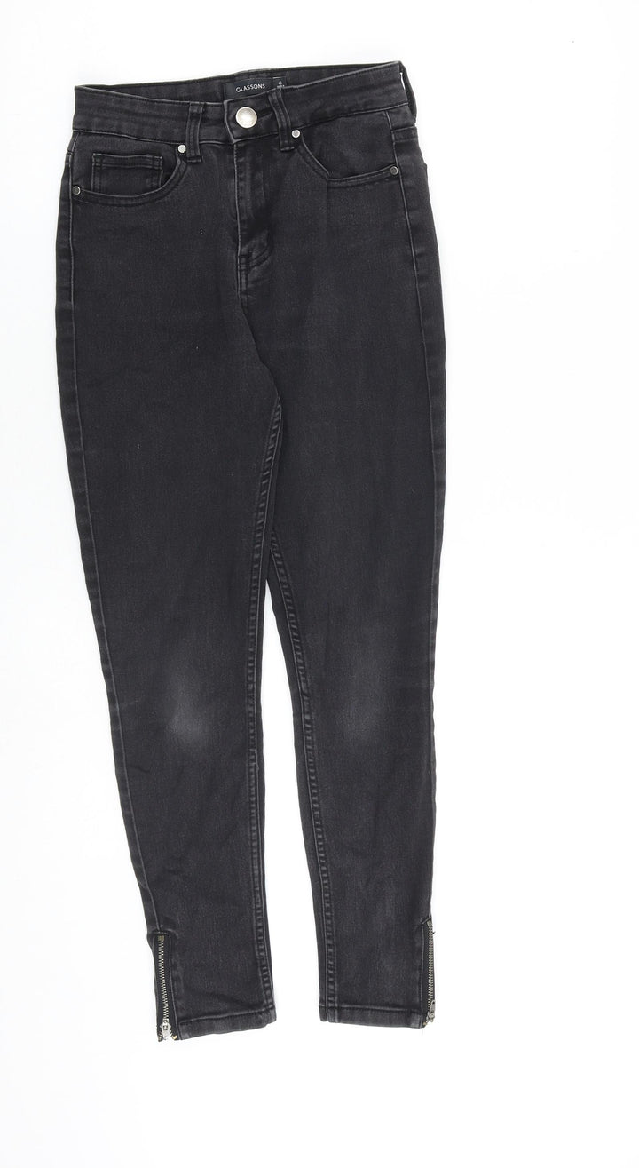 Glassons Womens Grey Cotton Skinny Jeans Size 6 L26 in Regular Zip - Ankle Zip