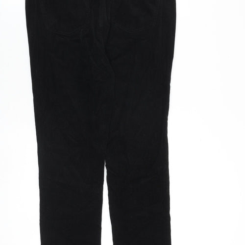 Marks and Spencer Womens Black Cotton Trousers Size 14 L27 in Regular Zip