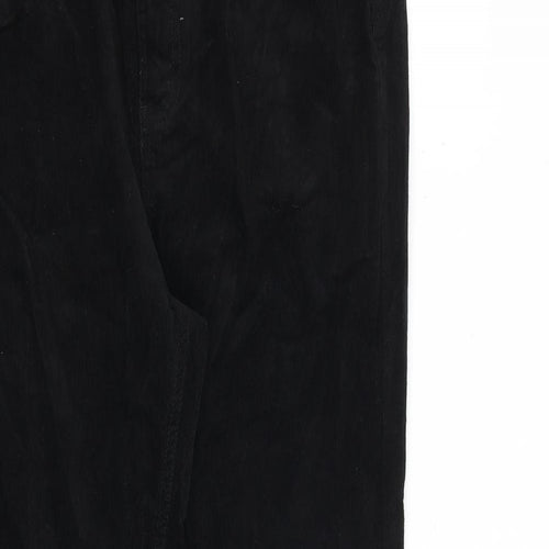 Marks and Spencer Womens Black Cotton Trousers Size 14 L27 in Regular Zip
