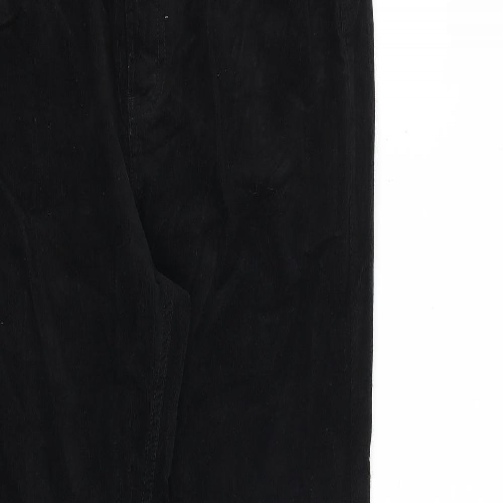 Marks and Spencer Womens Black Cotton Trousers Size 14 L27 in Regular Zip