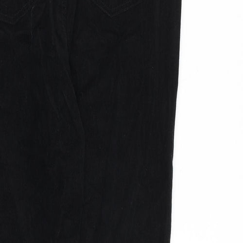 Marks and Spencer Womens Black Cotton Trousers Size 14 L27 in Regular Zip