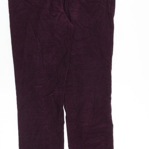 Marks and Spencer Womens Purple Cotton Trousers Size 12 L30 in Regular Zip