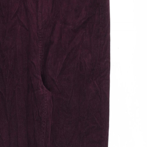 Marks and Spencer Womens Purple Cotton Trousers Size 12 L30 in Regular Zip