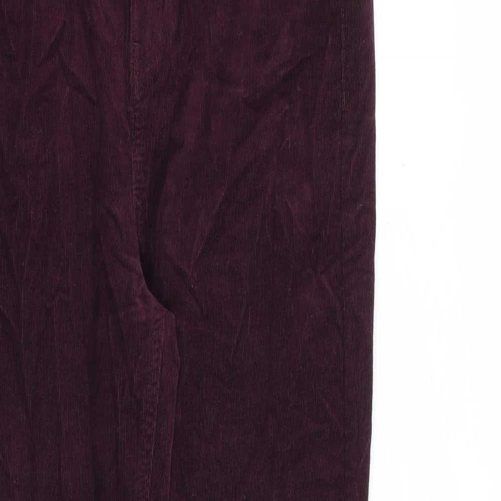 Marks and Spencer Womens Purple Cotton Trousers Size 12 L30 in Regular Zip