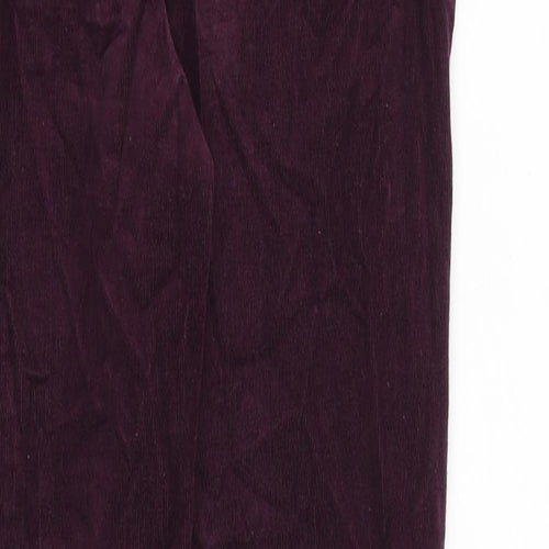 Marks and Spencer Womens Purple Cotton Trousers Size 12 L30 in Regular Zip
