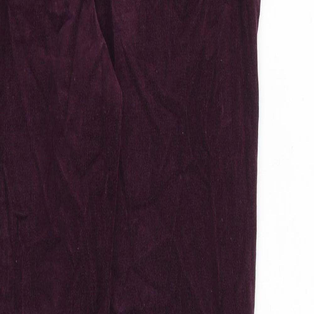 Marks and Spencer Womens Purple Cotton Trousers Size 12 L30 in Regular Zip