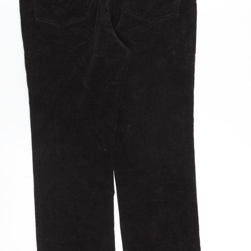 Per Una Womens Brown Cotton Trousers Size 12 L28 in Regular Zip
