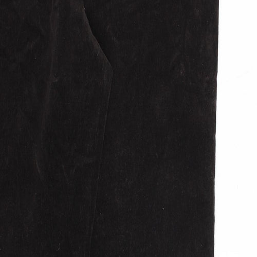 Per Una Womens Brown Cotton Trousers Size 12 L28 in Regular Zip