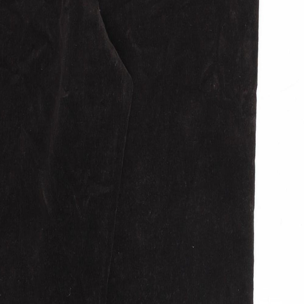 Per Una Womens Brown Cotton Trousers Size 12 L28 in Regular Zip