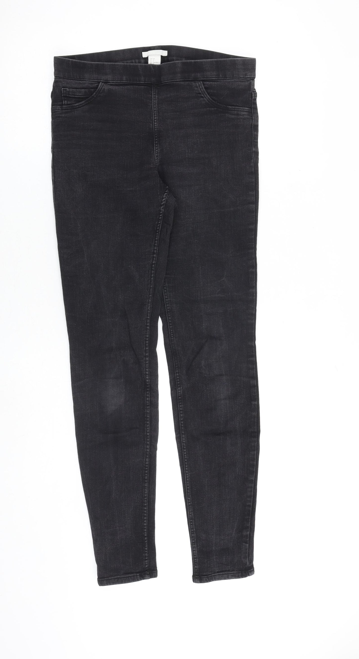 H&M Womens Grey Cotton Jegging Jeans Size 10 L30 in Regular