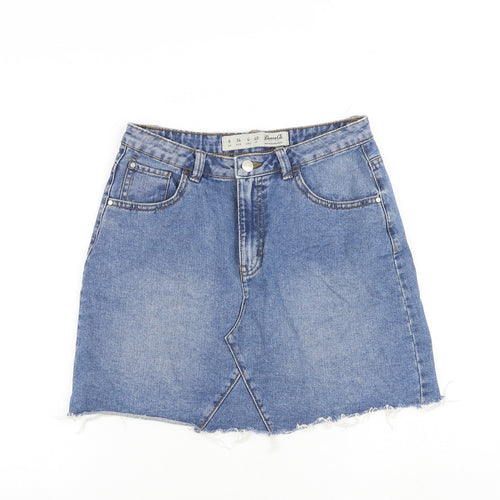 Denim & Co. Womens Blue Cotton A-Line Skirt Size 8 Zip