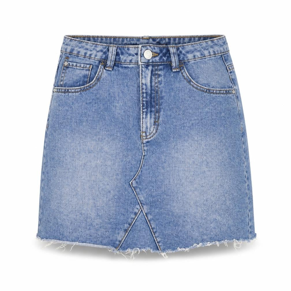 Denim & Co. Womens Blue Cotton A-Line Skirt Size 8 Zip