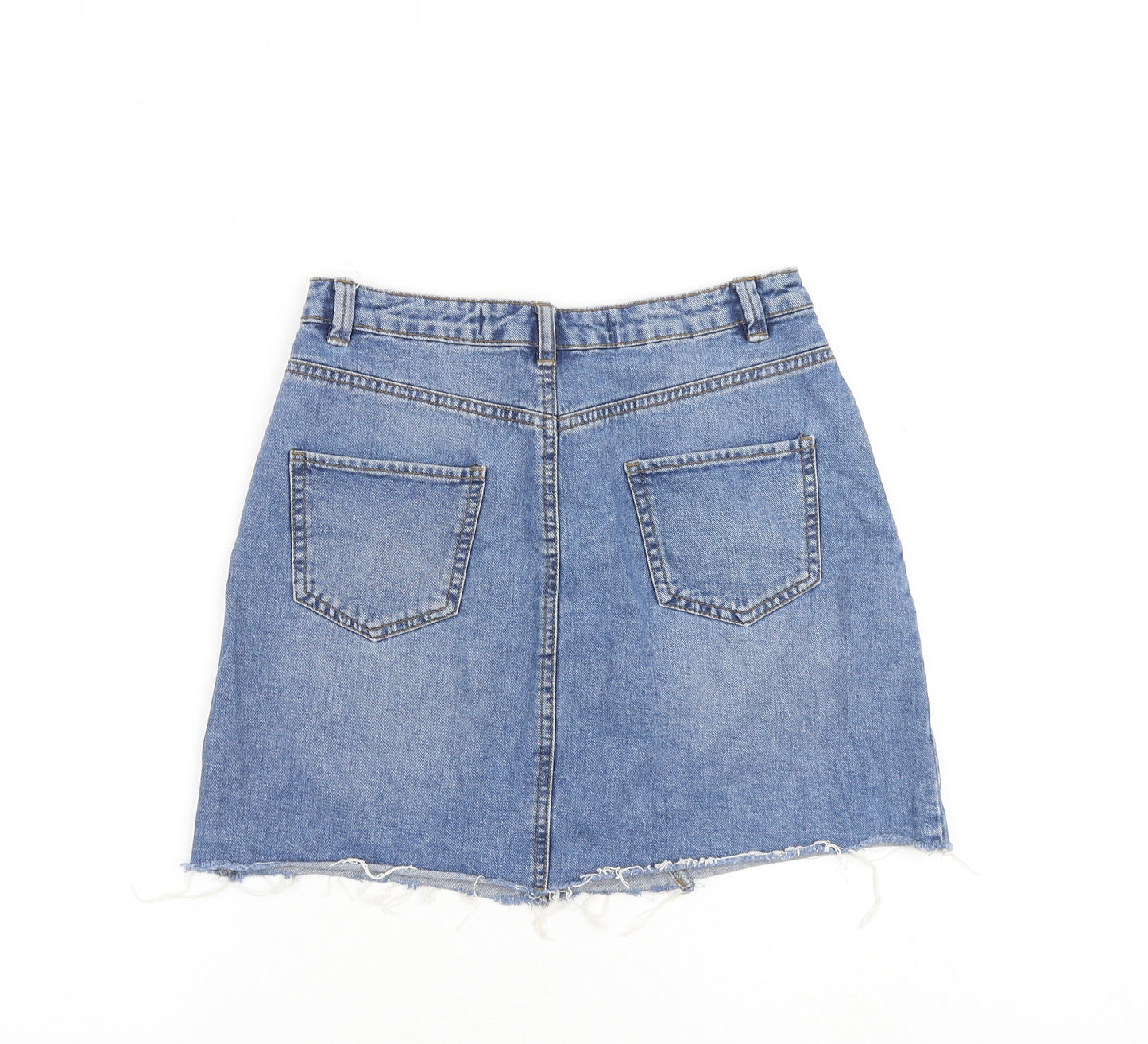 Denim & Co. Womens Blue Cotton A-Line Skirt Size 8 Zip