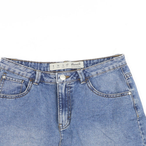 Denim & Co. Womens Blue Cotton A-Line Skirt Size 8 Zip
