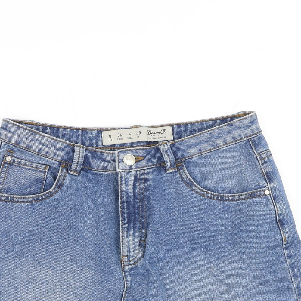 Denim & Co. Womens Blue Cotton A-Line Skirt Size 8 Zip