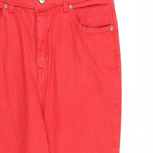Per Una Womens Red Cotton Skinny Jeans Size 14 L23 in Regular Zip