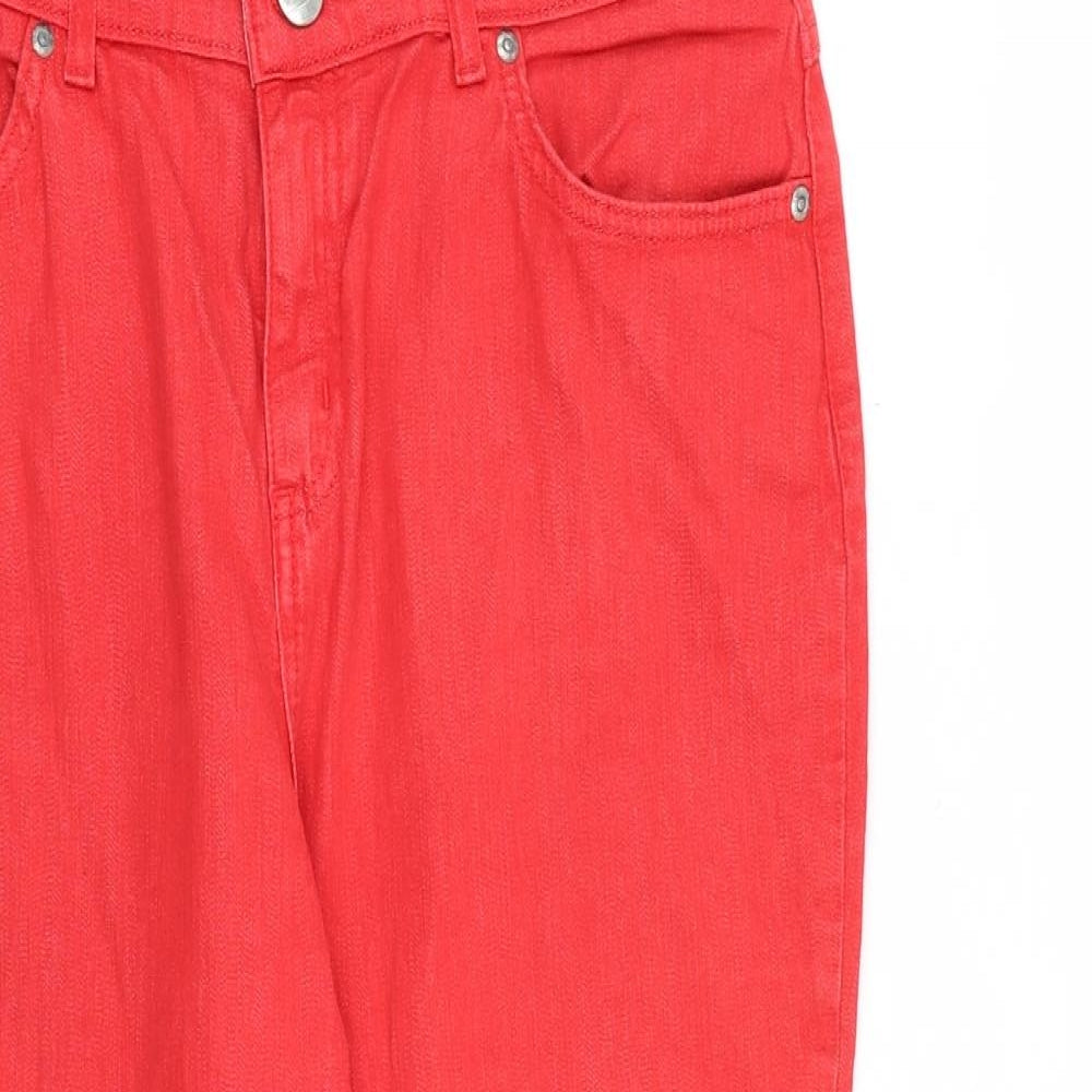 Per Una Womens Red Cotton Skinny Jeans Size 14 L23 in Regular Zip