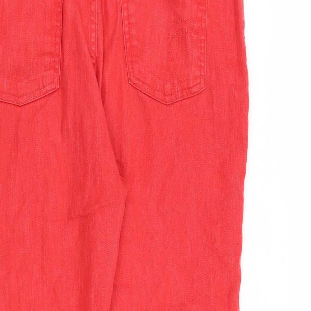 Per Una Womens Red Cotton Skinny Jeans Size 14 L23 in Regular Zip