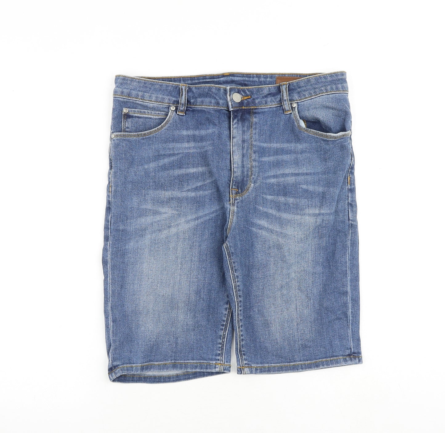 ASOS Mens Blue Cotton Bermuda Shorts Size 32 in L10 in Regular Zip