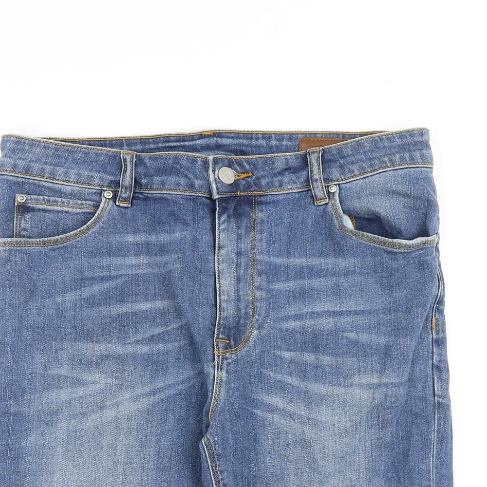 ASOS Mens Blue Cotton Bermuda Shorts Size 32 in L10 in Regular Zip