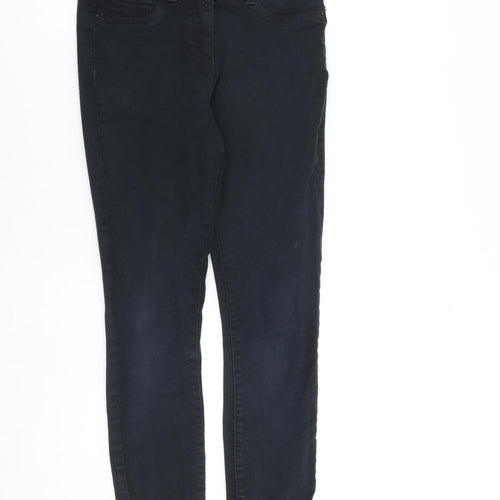 NEXT Womens Black Cotton Skinny Jeans Size 10 L28 in Regular Zip