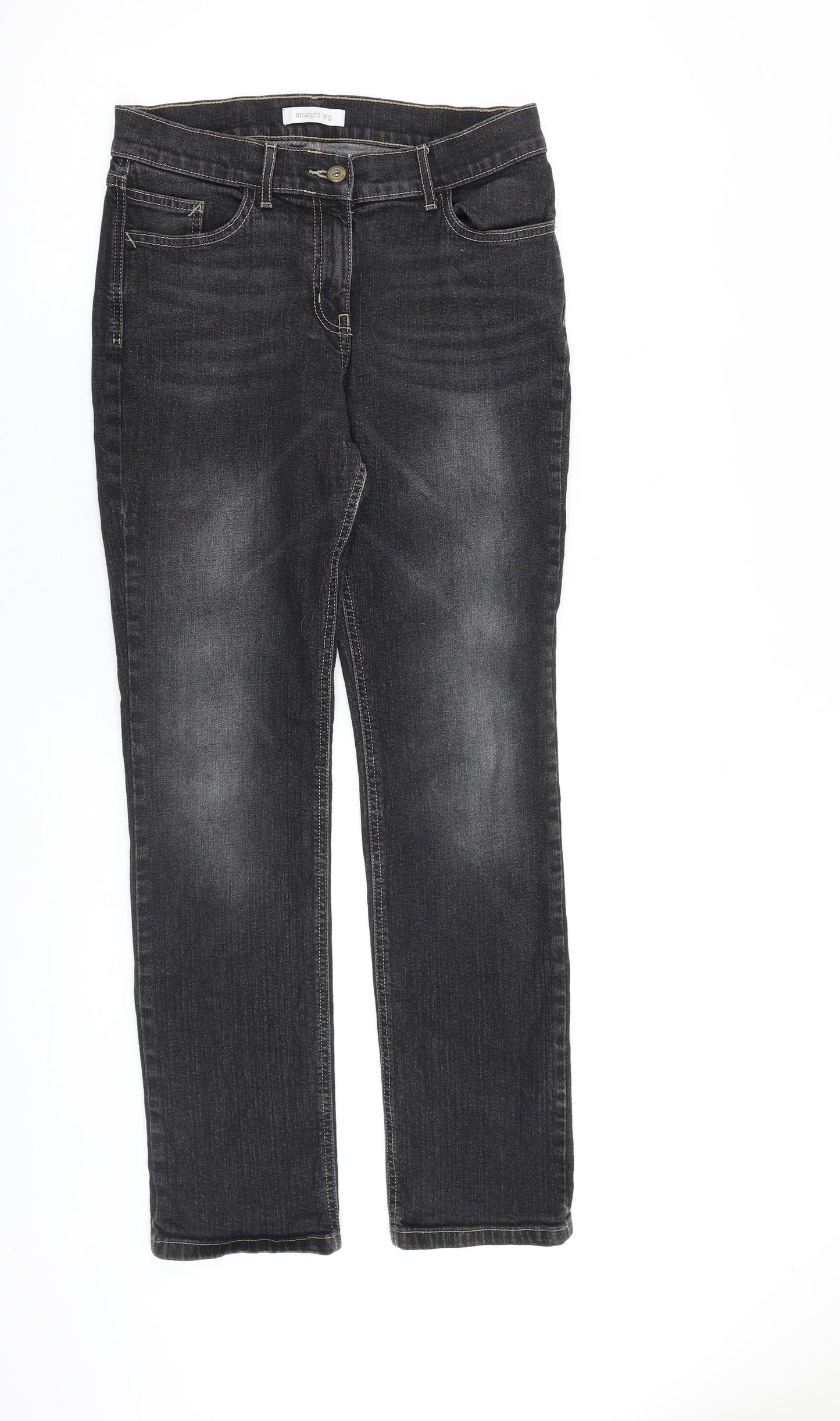Marks and Spencer Womens Grey Cotton Skinny Jeans Size 10 L30 in Regular Zip