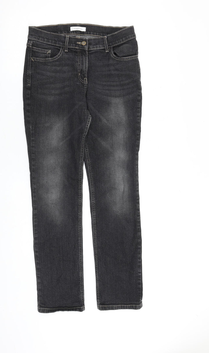 Marks and Spencer Womens Grey Cotton Skinny Jeans Size 10 L30 in Regular Zip
