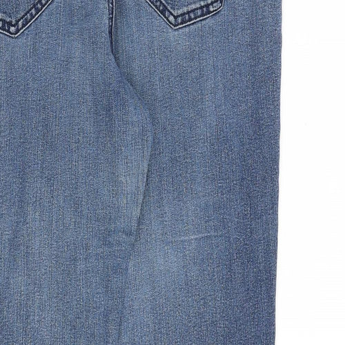 TU Womens Blue Cotton Straight Jeans Size 16 L27 in Regular Zip - Flower Detail