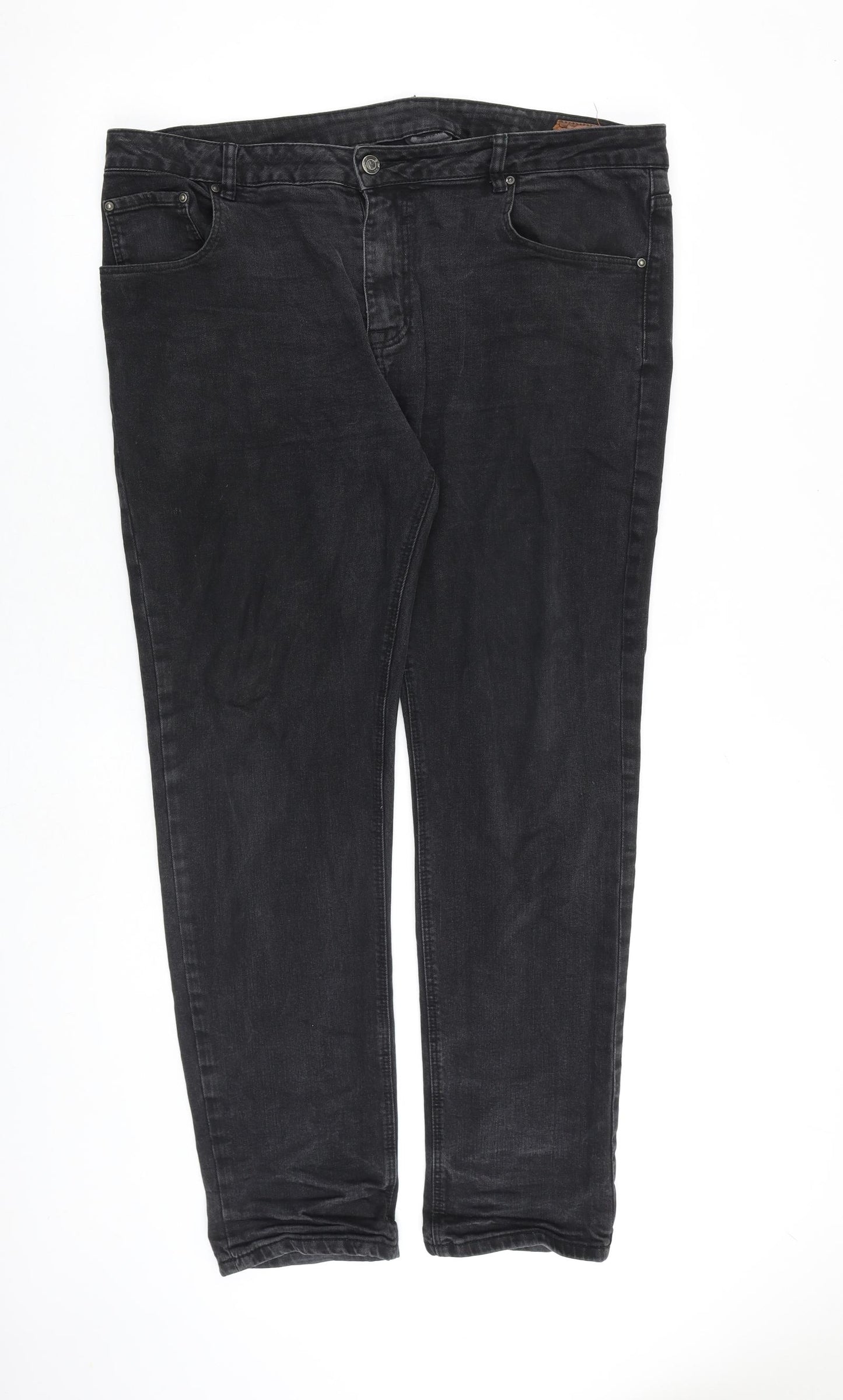 ASOS Mens Grey Cotton Straight Jeans Size 38 in L34 in Regular Zip