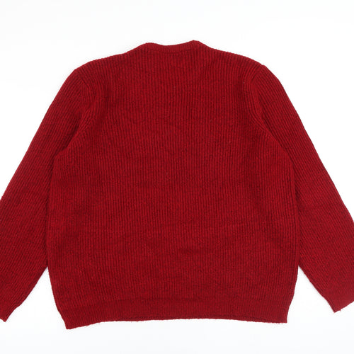 Marks and Spencer Mens Red Round Neck Acrylic Pullover Jumper Size 2XL Long Sleeve