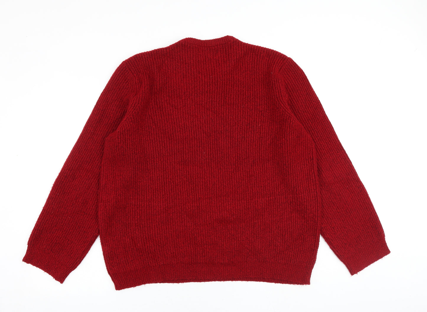 Marks and Spencer Mens Red Round Neck Acrylic Pullover Jumper Size 2XL Long Sleeve