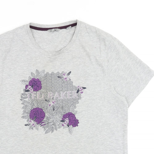 Ted Baker Womens Grey 100% Cotton Basic T-Shirt Size L Round Neck