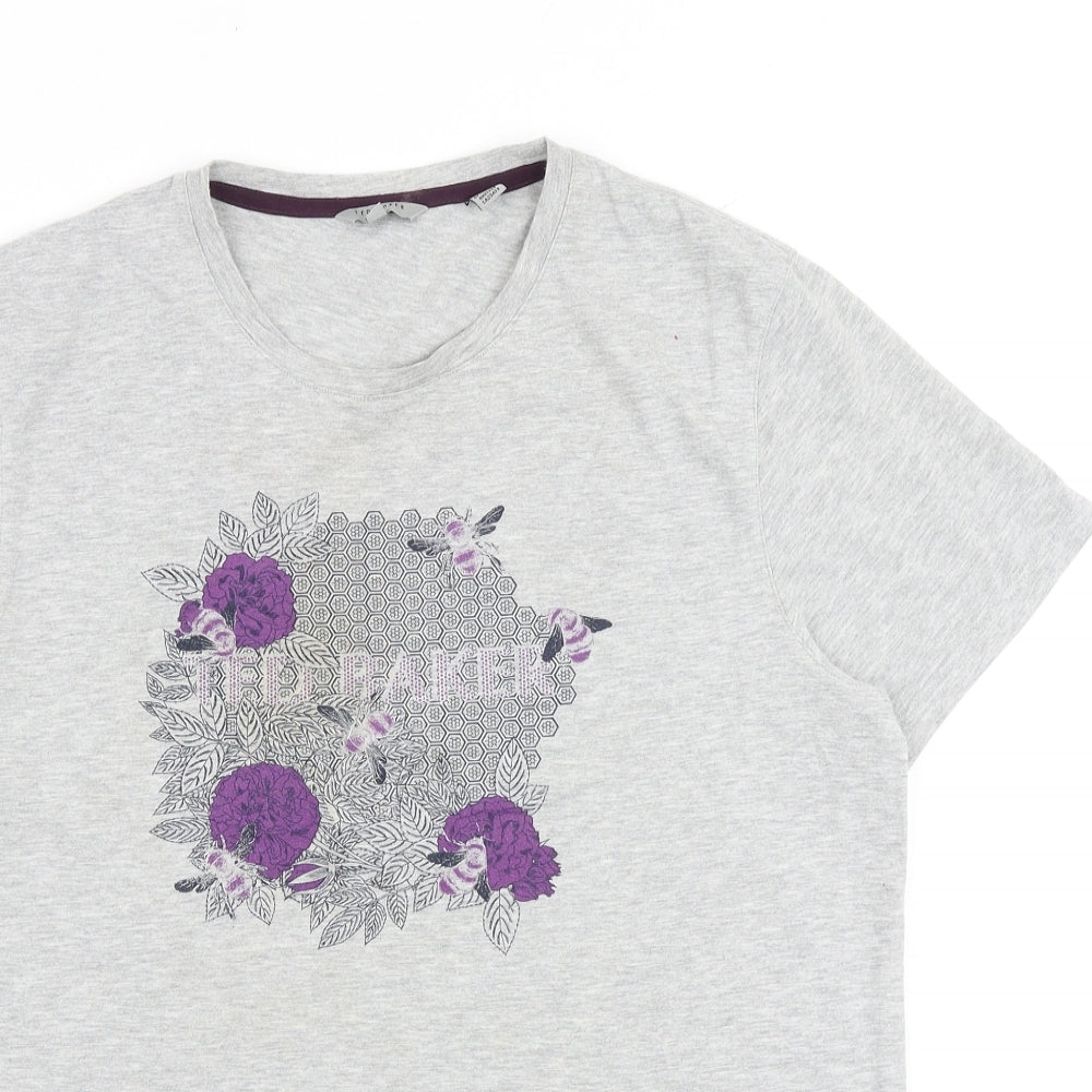 Ted Baker Womens Grey 100% Cotton Basic T-Shirt Size L Round Neck