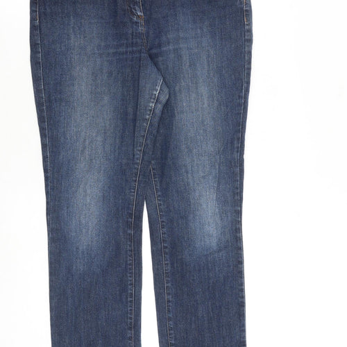 Papaya Womens Blue Cotton Straight Jeans Size 14 L31 in Regular Zip