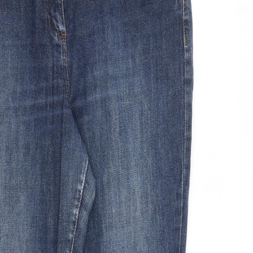 Papaya Womens Blue Cotton Straight Jeans Size 14 L31 in Regular Zip