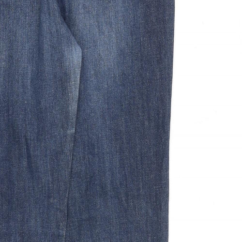 Papaya Womens Blue Cotton Straight Jeans Size 14 L31 in Regular Zip