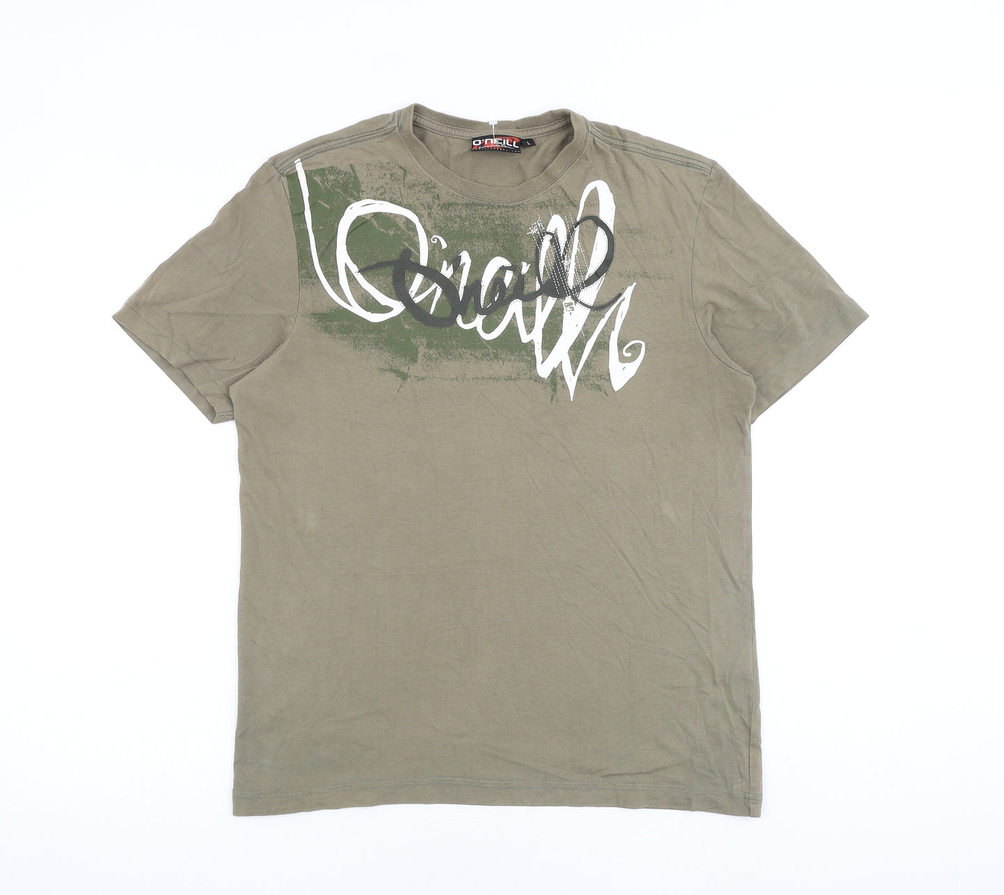 O'Neill Boys Green Cotton Basic T-Shirt Size L Round Neck Pullover