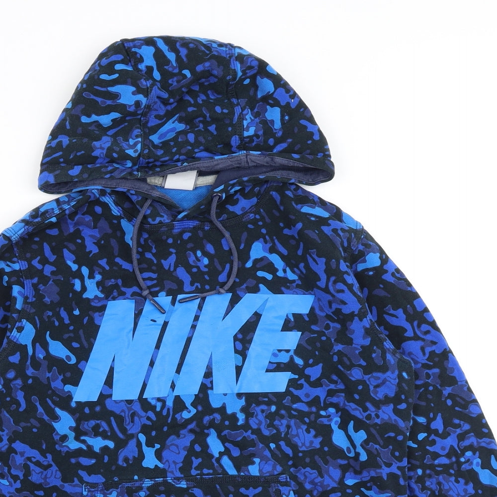 Nike Mens Blue Camouflage Cotton Pullover Hoodie Size S