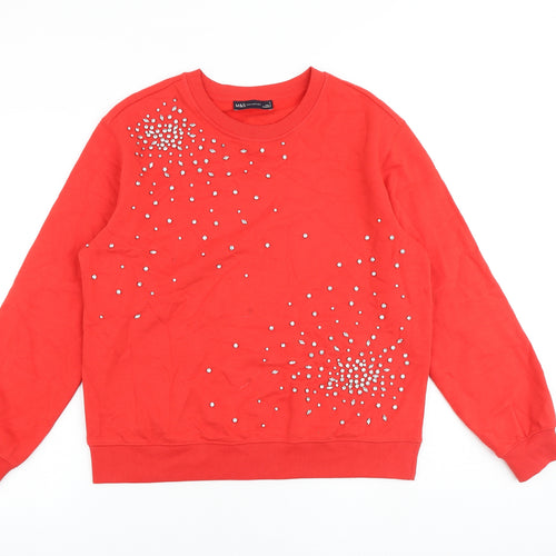 Marks and Spencer Womens Red Polyester Pullover Sweatshirt Size S Pullover