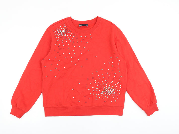 Marks and Spencer Womens Red Polyester Pullover Sweatshirt Size S Pullover