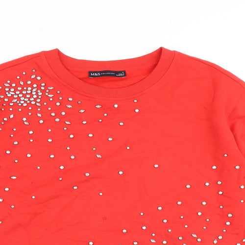 Marks and Spencer Womens Red Polyester Pullover Sweatshirt Size S Pullover