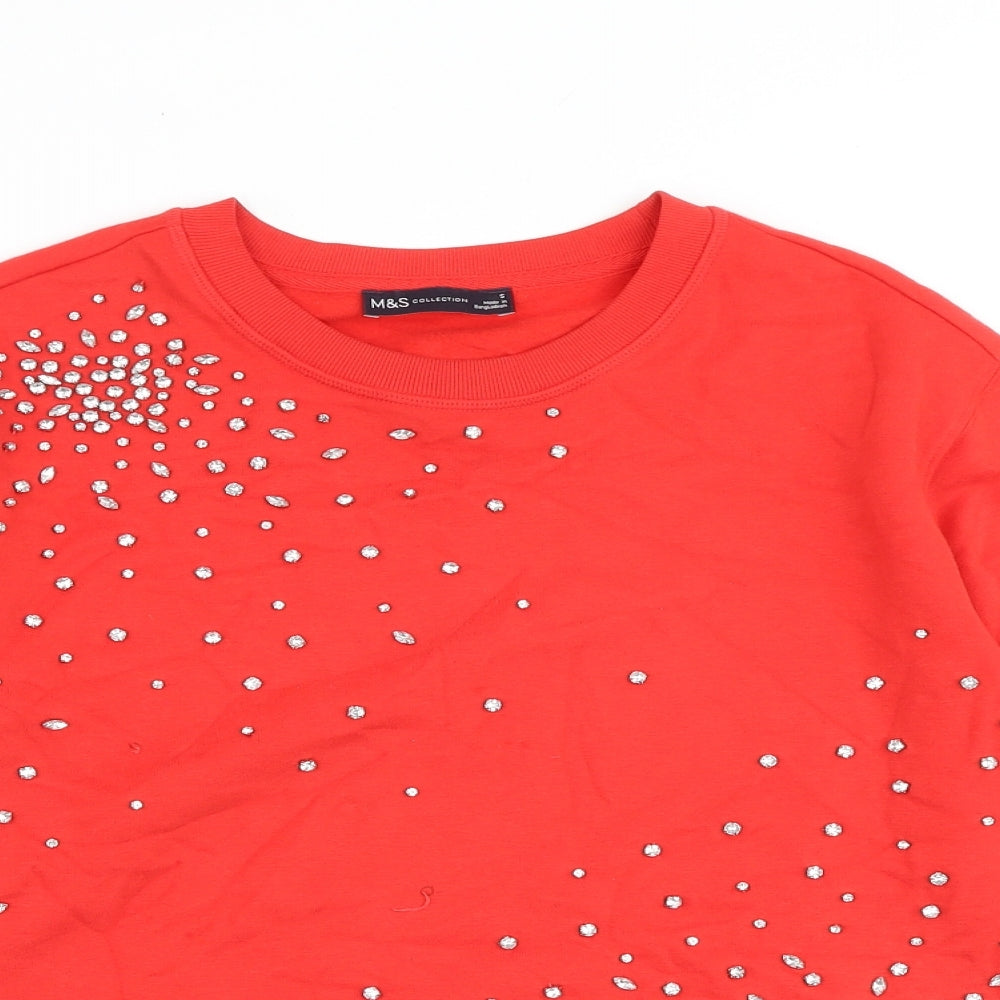 Marks and Spencer Womens Red Polyester Pullover Sweatshirt Size S Pullover