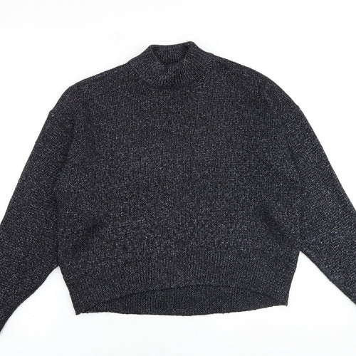 Zara Womens Black High Neck Polyester Pullover Jumper Size M