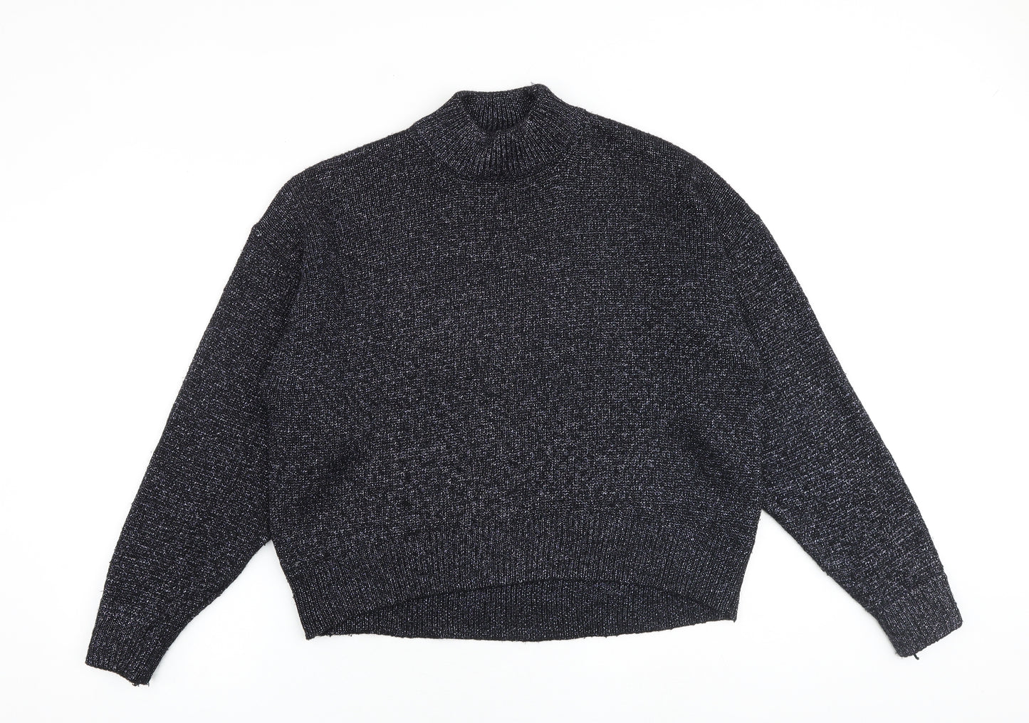 Zara Womens Black High Neck Polyester Pullover Jumper Size M