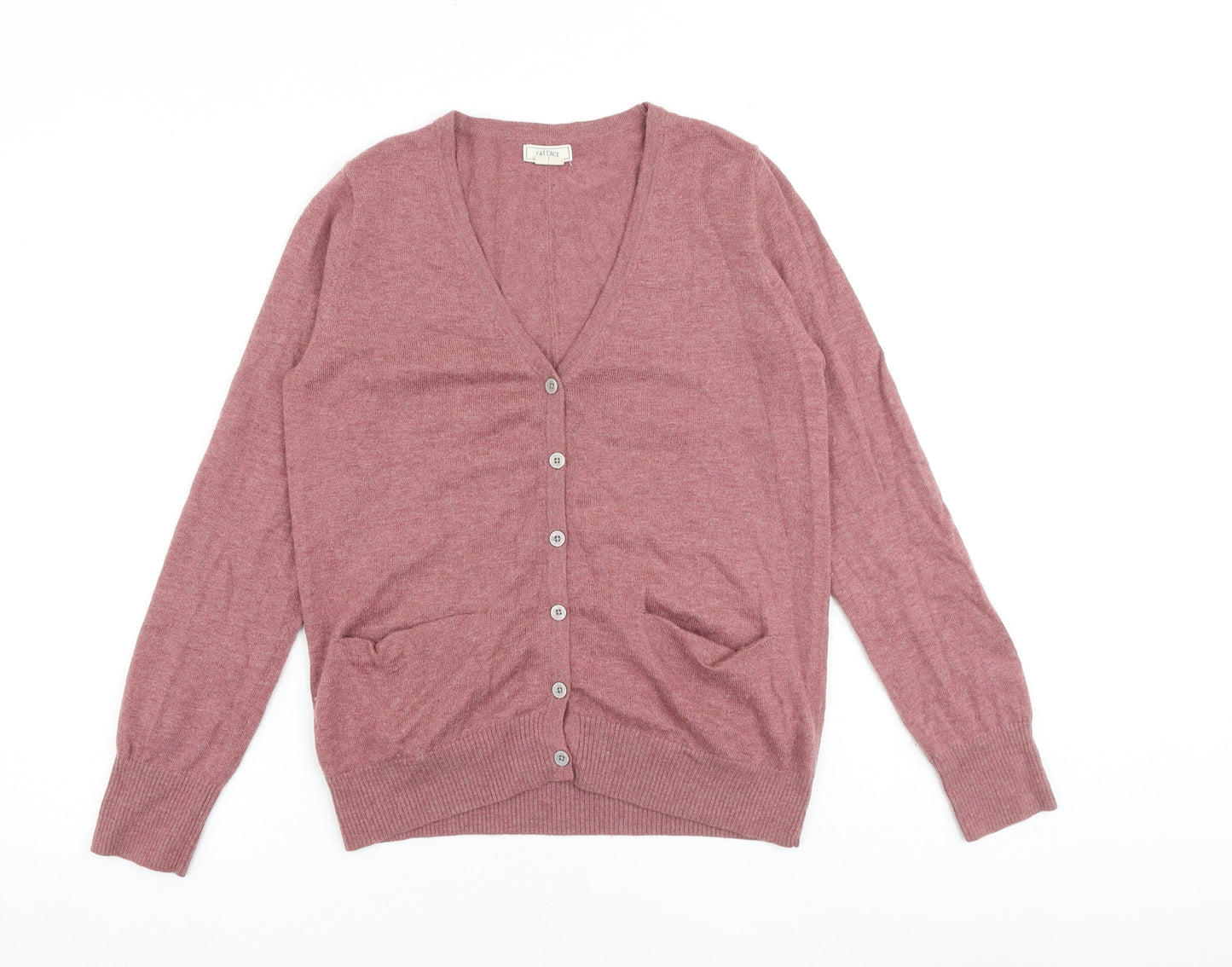 Fat Face Womens Pink V-Neck Wool Cardigan Jumper Size 12