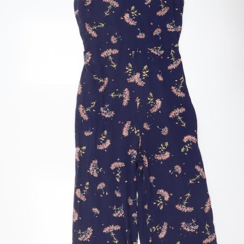 Warehouse Womens Black Floral Viscose Jumpsuit One-Piece Size 12 Tie