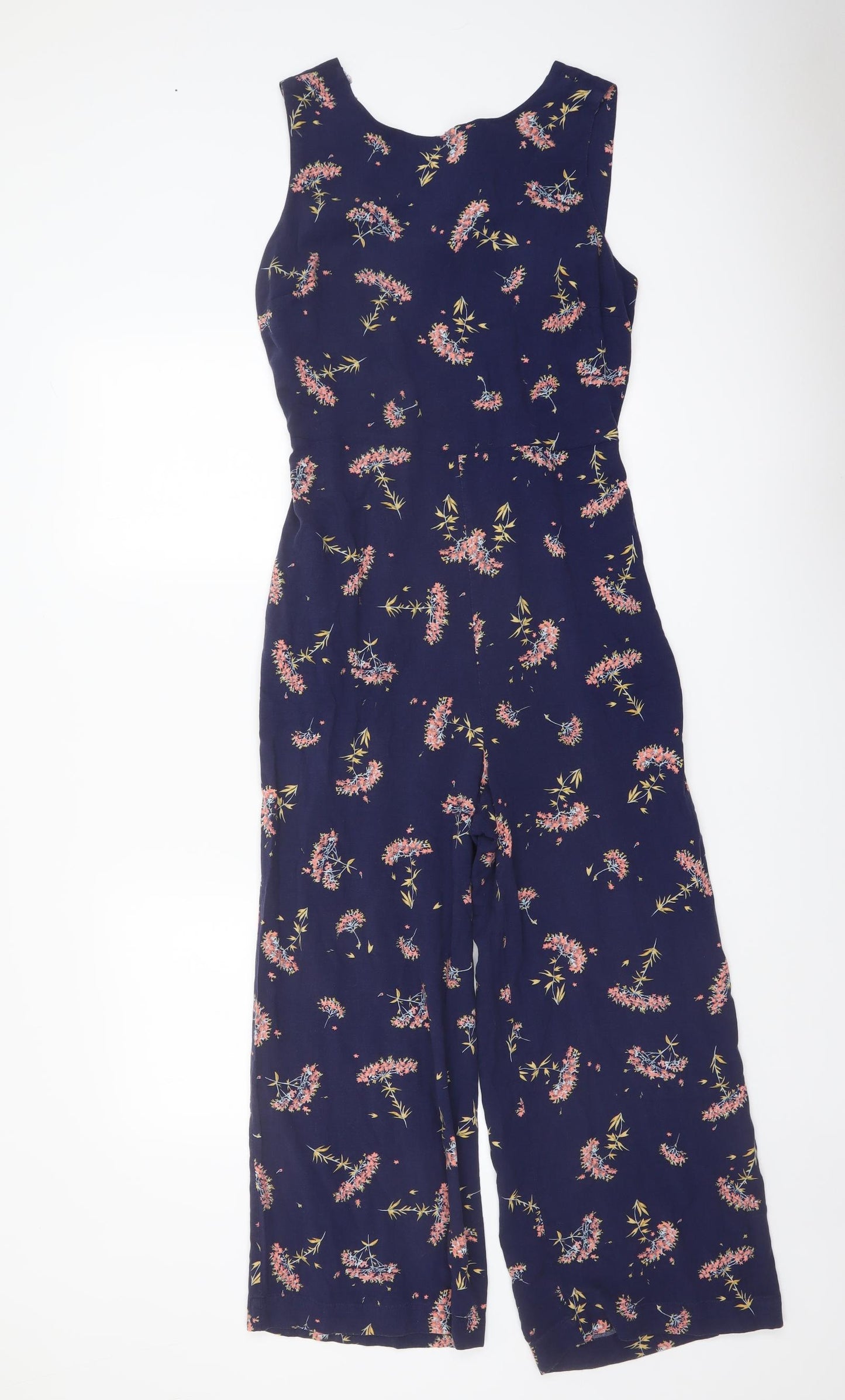 Warehouse Womens Black Floral Viscose Jumpsuit One-Piece Size 12 Tie