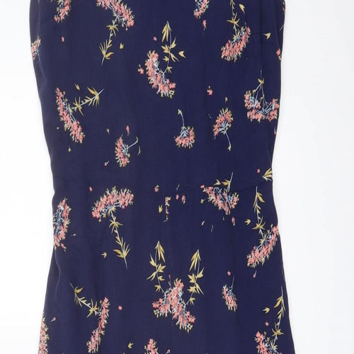 Warehouse Womens Black Floral Viscose Jumpsuit One-Piece Size 12 Tie