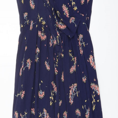 Warehouse Womens Black Floral Viscose Jumpsuit One-Piece Size 12 Tie