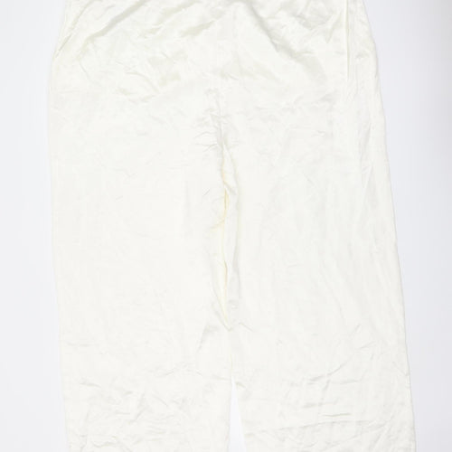 Marks and Spencer Womens Ivory Viscose Trousers Size 24 L27 in Regular Button